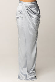 Elisabetta Franchi Gonna Lunga In Raso con Dettaglio Gioiello GO14657E2 STARLIGHT