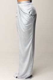 Elisabetta Franchi Gonna Lunga In Raso con Dettaglio Gioiello GO14657E2 STARLIGHT