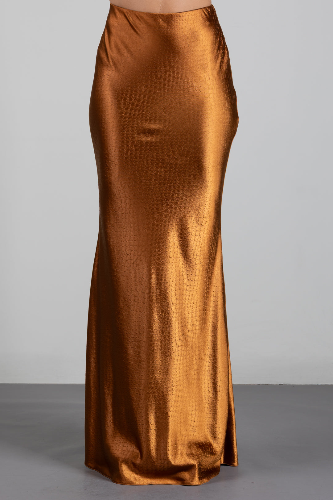 Elisabetta Franchi Gonna Lunga In Raso con Texture Effetto Squamato GO19767E2 SIGARO