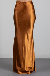 Elisabetta Franchi Gonna Lunga In Raso con Texture Effetto Squamato GO19767E2 SIGARO