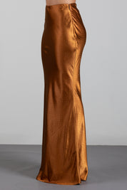 Elisabetta Franchi Gonna Lunga In Raso con Texture Effetto Squamato GO19767E2 SIGARO