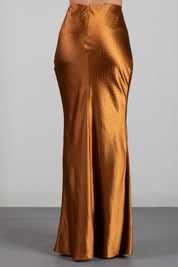 Elisabetta Franchi Gonna Lunga In Raso con Texture Effetto Squamato GO19767E2 SIGARO