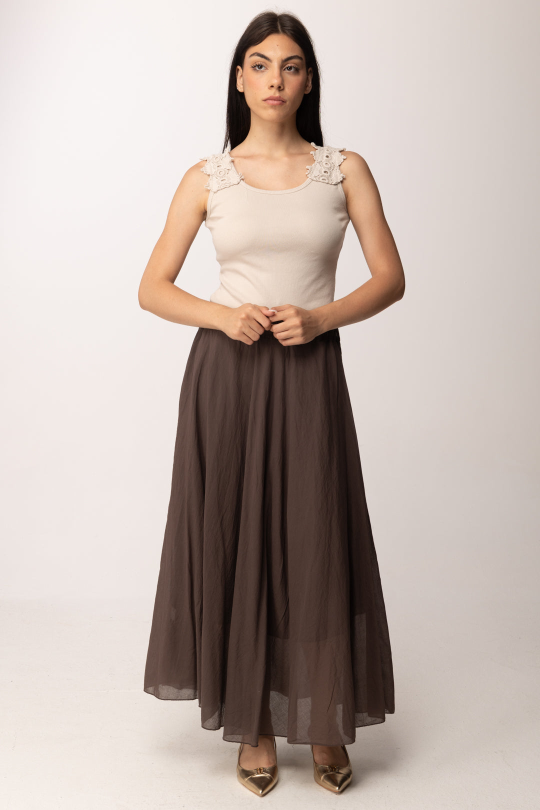 Khloe Femme Gonna Lunga In Voile CBGO5632 CACAO
