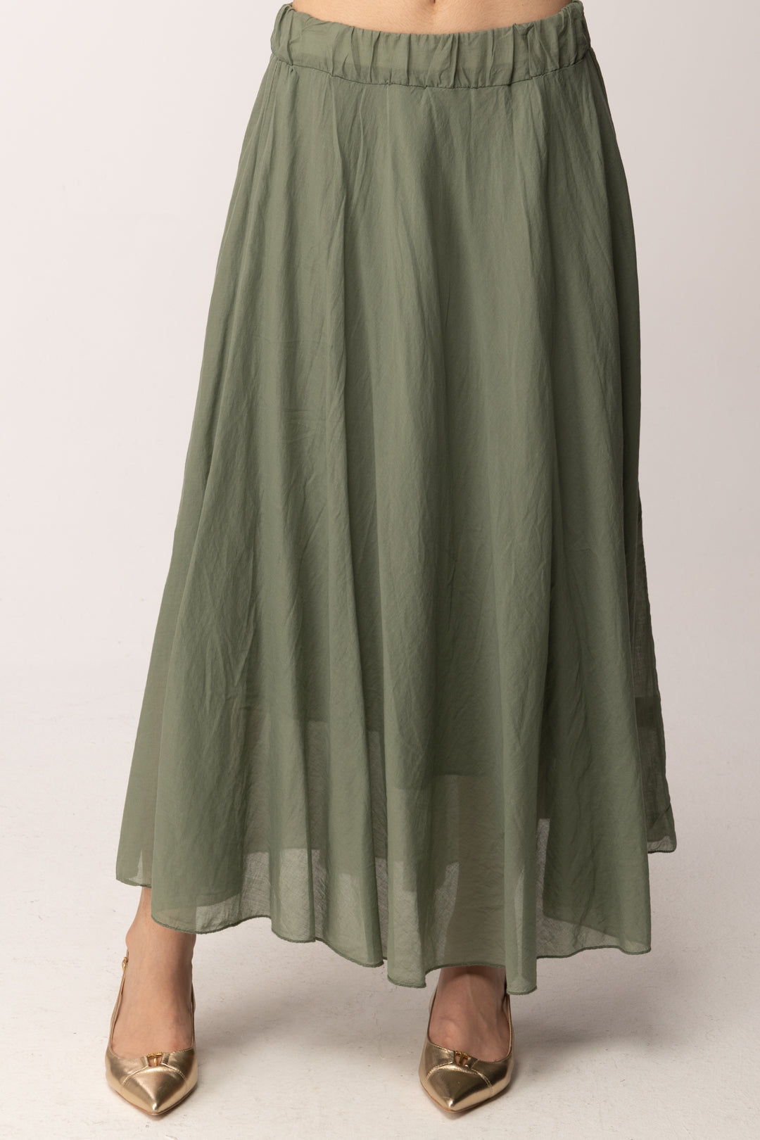 Khloe Femme Gonna Lunga In Voile Dalla l CBGO5632 VERDE MILITARE