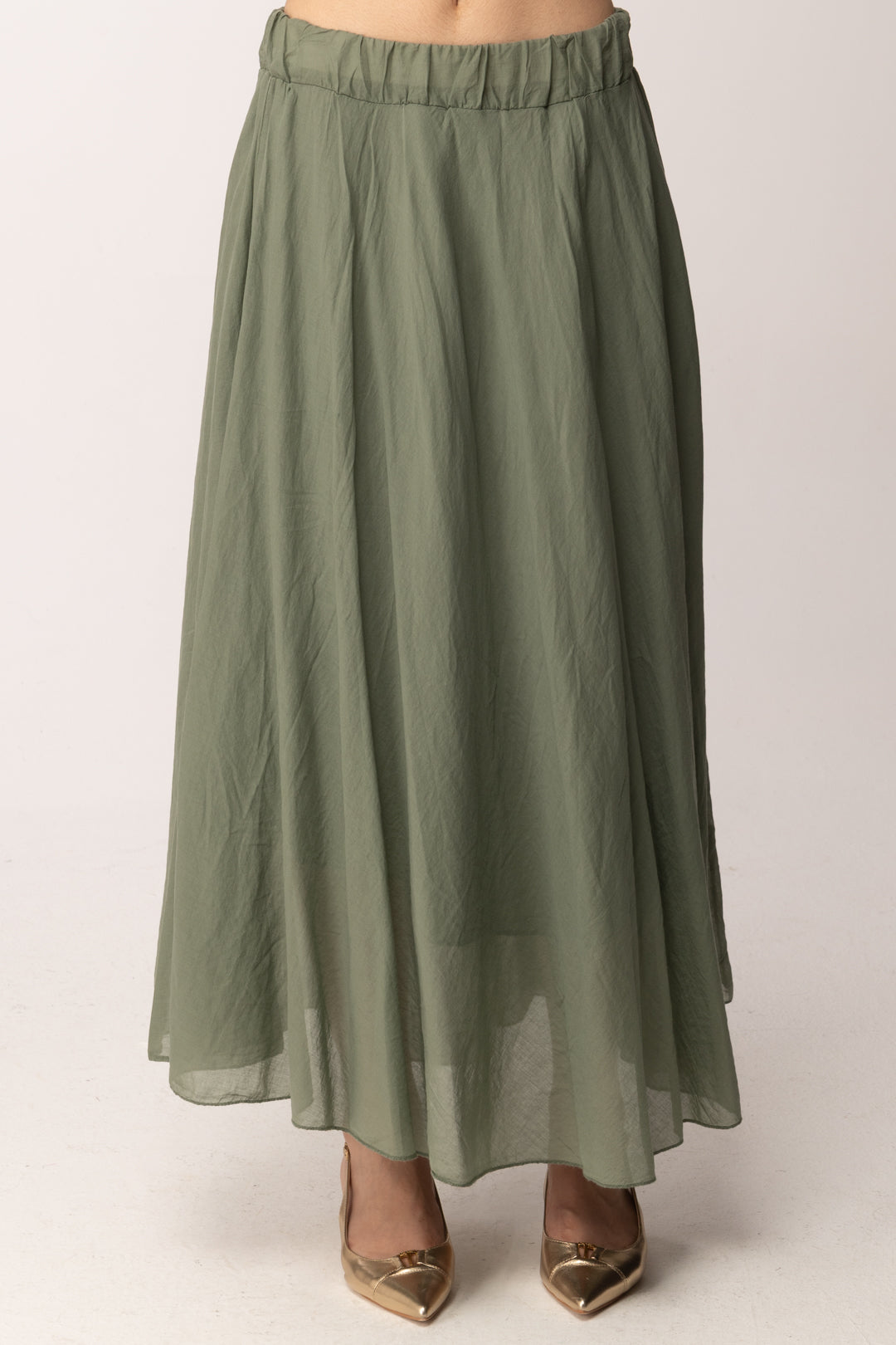 Khloe Femme Gonna Lunga In Voile Dalla l CBGO5632 VERDE MILITARE