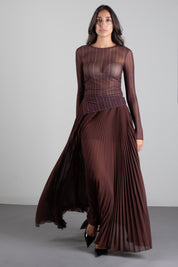 Patrizia Pepe Gonna Maxi Plissettata 8G0202 A3ZQ WOOD BROWN