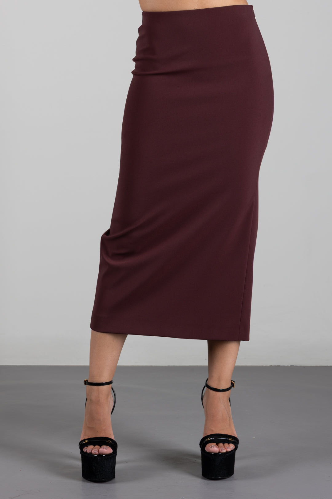 Patrizia Pepe Gonna Midi a Tubino 8G0177 A6F5 WOOD BROWN