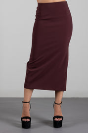 Patrizia Pepe Gonna Midi a Tubino 8G0177 A6F5 WOOD BROWN