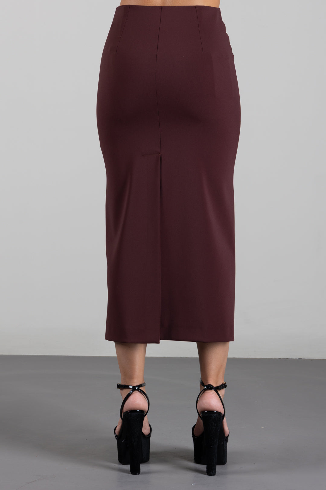 Patrizia Pepe Gonna Midi a Tubino 8G0177 A6F5 WOOD BROWN