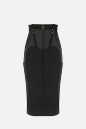 Elisabetta Franchi Gonna Midi Bustier In Crêpe Leggero e Raso GO14862E2 NERO