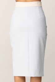 Elisabetta Franchi Gonna Midi Color Block con Logo Charms GOT0156E2 STARLIGHT/MILK