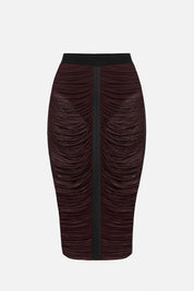 Elisabetta Franchi Gonna Midi Drapeggiata In Jersey Leggero GO13256E2 MERLOT