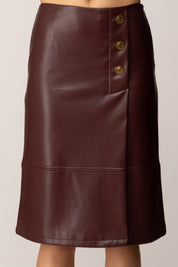 Twin-set Gonna Midi Effetto Pelle con Bottoni 252TP2233 WINETASTING