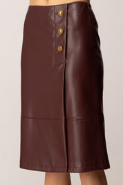 Twin-set Gonna Midi Effetto Pelle con Bottoni 252TP2233 WINETASTING