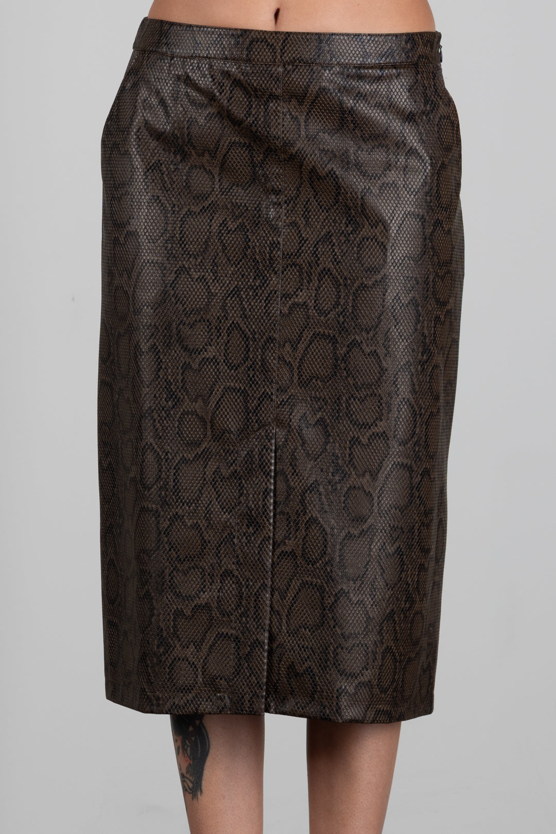 Twin-set Gonna Midi Effetto Pelle con Stampa Pitone 262TT2281 ST.PYTHON BROWN/BLAC