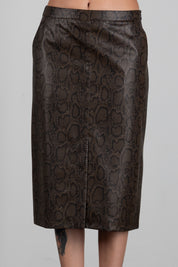 Twin-set Gonna Midi Effetto Pelle con Stampa Pitone 262TT2281 ST.PYTHON BROWN/BLAC