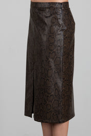 Twin-set Gonna Midi Effetto Pelle con Stampa Pitone 262TT2281 ST.PYTHON BROWN/BLAC