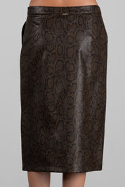 Twin-set Gonna Midi Effetto Pelle con Stampa Pitone 262TT2281 ST.PYTHON BROWN/BLAC