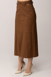 Meme Road Gonna Midi Effetto Suede con Cintura M7135N FROLLINO