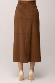 Meme Road Gonna Midi Effetto Suede con Cintura M7135N FROLLINO