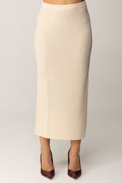 Patrizia Pepe Gonna Midi “essential” In Maglia 2G1042 K9O3A WOOLY WHITE