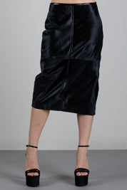 Elisabetta Franchi Gonna Midi In Cavallino con Bordi In Vinile GP02G68E2 NERO