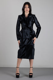 Elisabetta Franchi Gonna Midi In Cavallino con Bordi In Vinile GP02G68E2 NERO