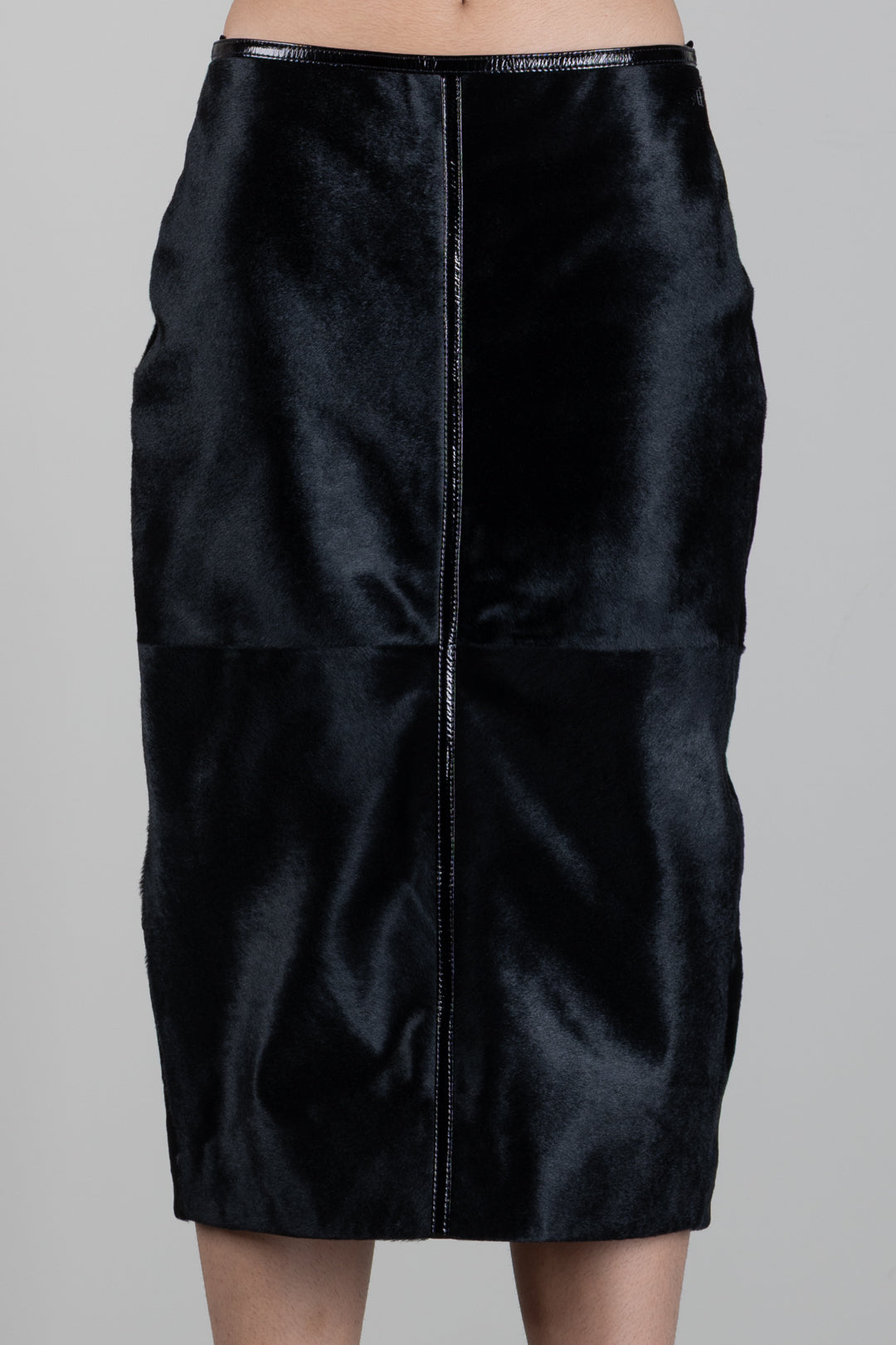 Elisabetta Franchi Gonna Midi In Cavallino con Bordi In Vinile GP02G68E2 NERO