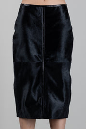 Elisabetta Franchi Gonna Midi In Cavallino con Bordi In Vinile GP02G68E2 NERO