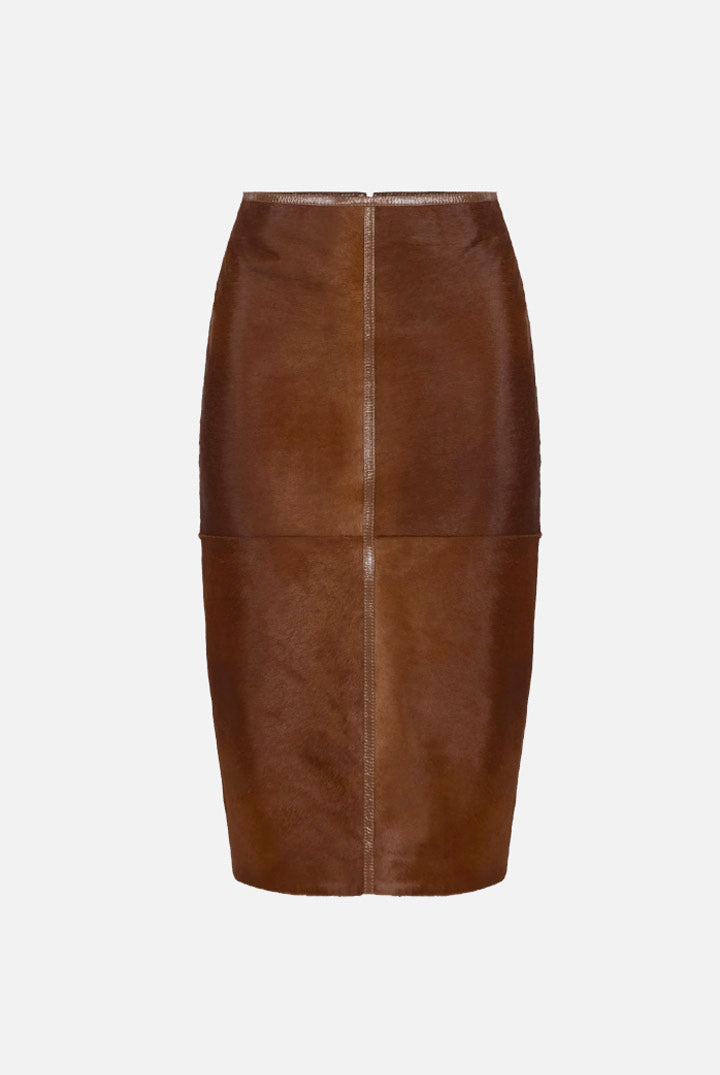 Elisabetta Franchi Gonna Midi In Cavallino con Bordi In Vinile GP02G68E2 SIGARO