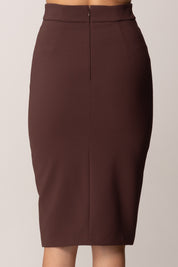 Elisabetta Franchi Gonna Midi In Crêpe con Zip Frontale GO13456E2 MERLOT