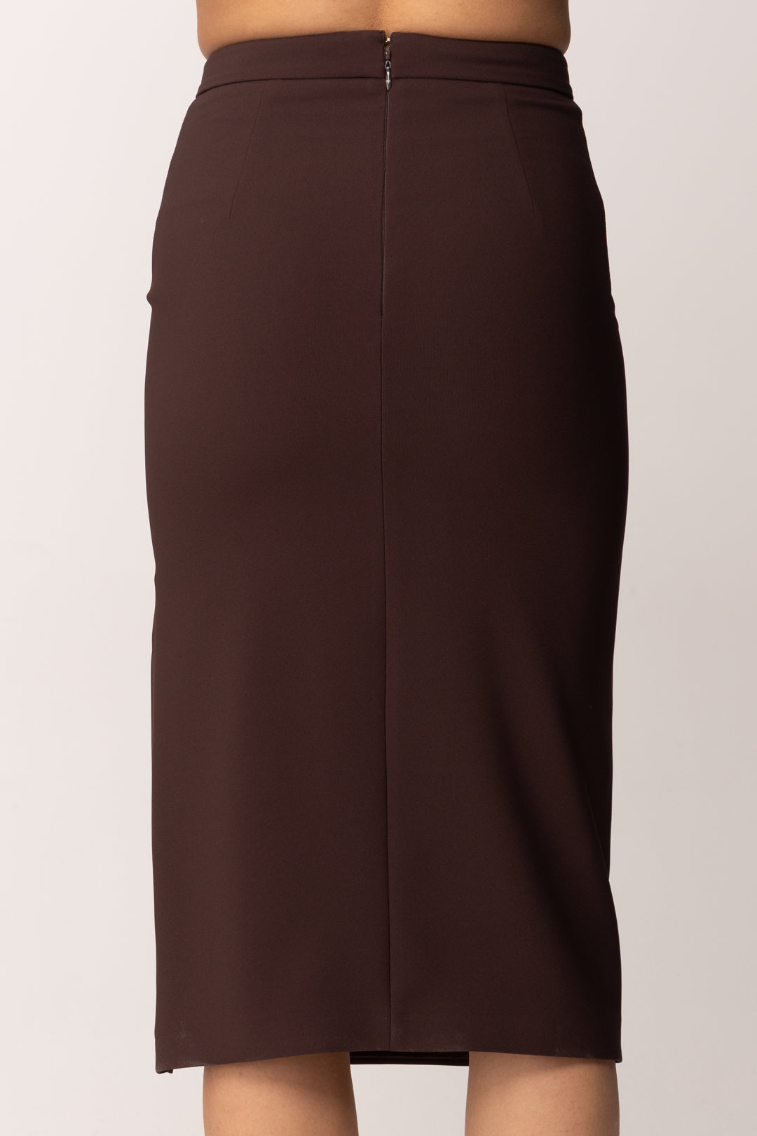 Elisabetta Franchi Gonna Midi In Crepe Leggero con Placca Gioiellogonna GO16861E2 CACAO