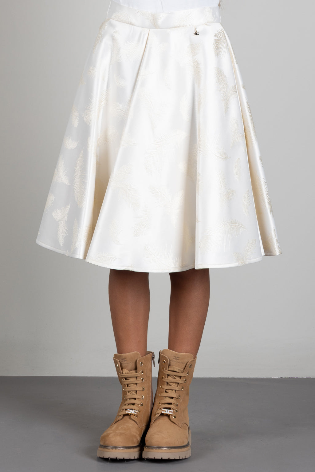 Elisabetta Franchi Bambina Gonna Midi In Jacquard con Piume EFGO2420TV191.0015