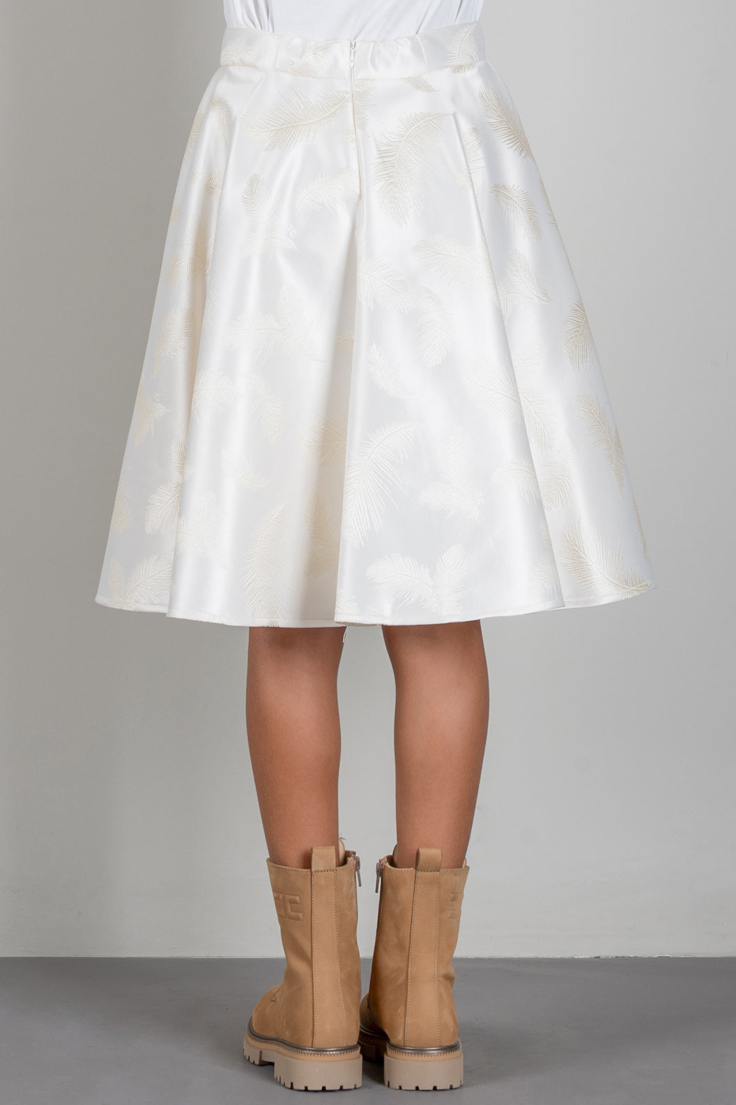 Elisabetta Franchi Bambina Gonna Midi In Jacquard con Piume EFGO2420TV191.0015