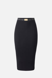 Elisabetta Franchi Gonna Midi In Maglia con Cintura GK17B56E2 NERO