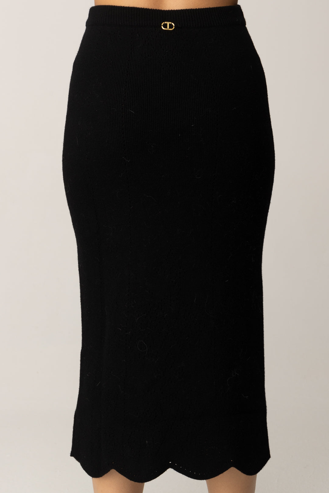 Twin-set Gonna Midi In Maglia con Dettagli Punzonati 252TT3215 NERO