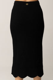 Twin-set Gonna Midi In Maglia con Dettagli Punzonati 252TT3215 NERO