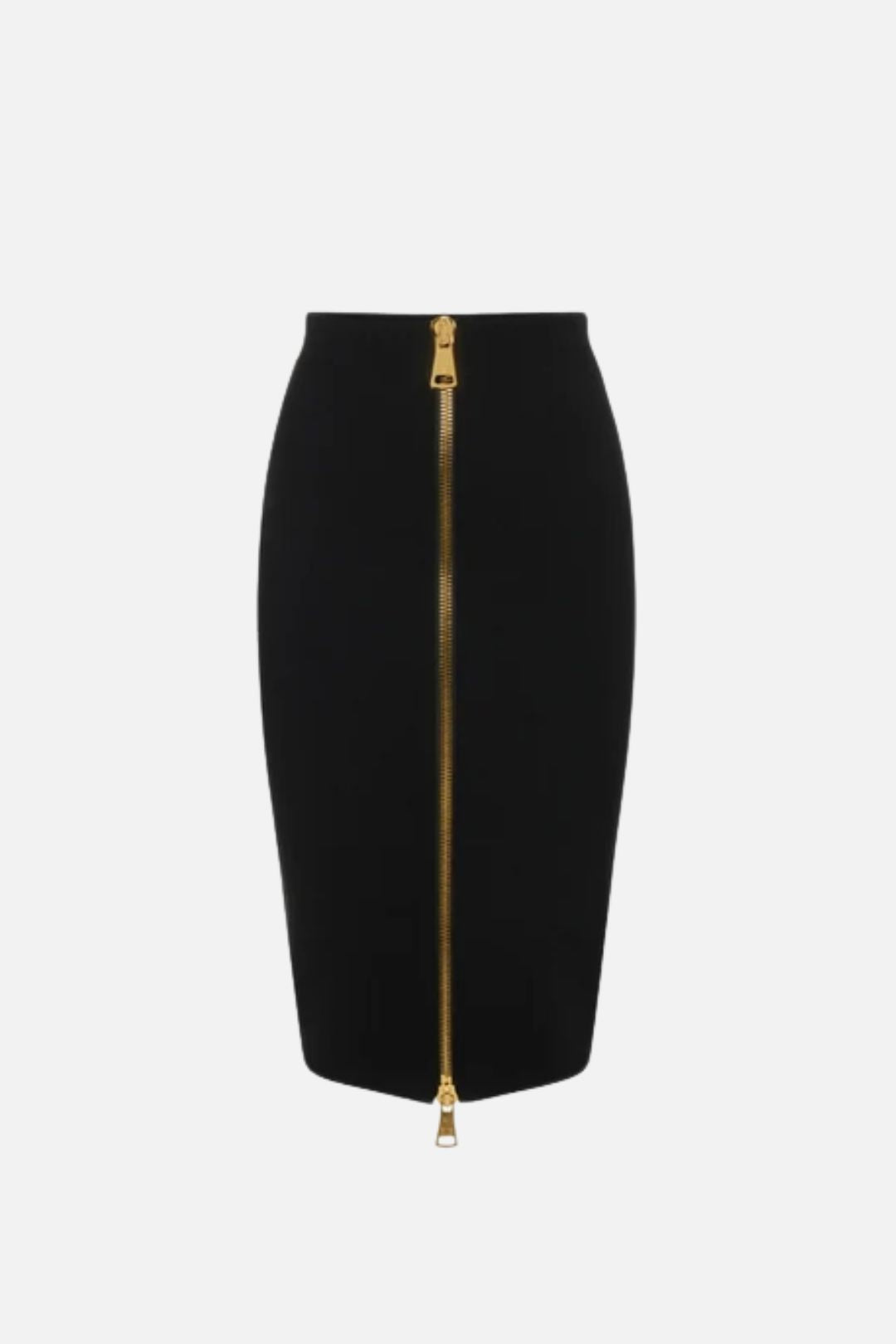 Elisabetta Franchi Gonna Midi In Maglia con Zip Dorata GK28B66E2 DARK CHOCOLATE