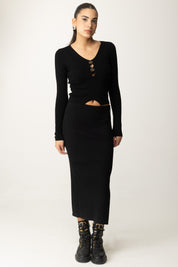 Twin-set Gonna Midi In Misto Viscosa Stretch 242TT3026 NERO