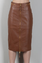Elisabetta Franchi Gonna Midi In Pelle con Zip In Metallo GP01Z66E2 SIGARO