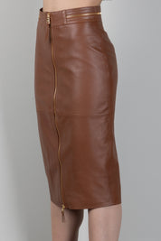 Elisabetta Franchi Gonna Midi In Pelle con Zip In Metallo GP01Z66E2 SIGARO