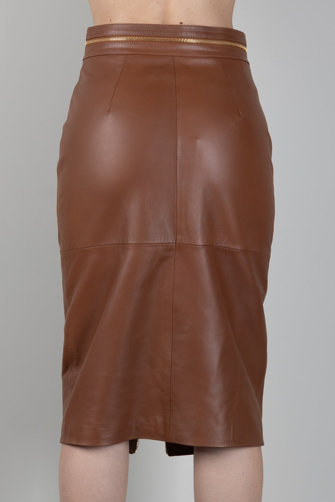 Elisabetta Franchi Gonna Midi In Pelle con Zip In Metallo GP01Z66E2 SIGARO