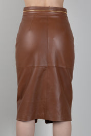 Elisabetta Franchi Gonna Midi In Pelle con Zip In Metallo GP01Z66E2 SIGARO