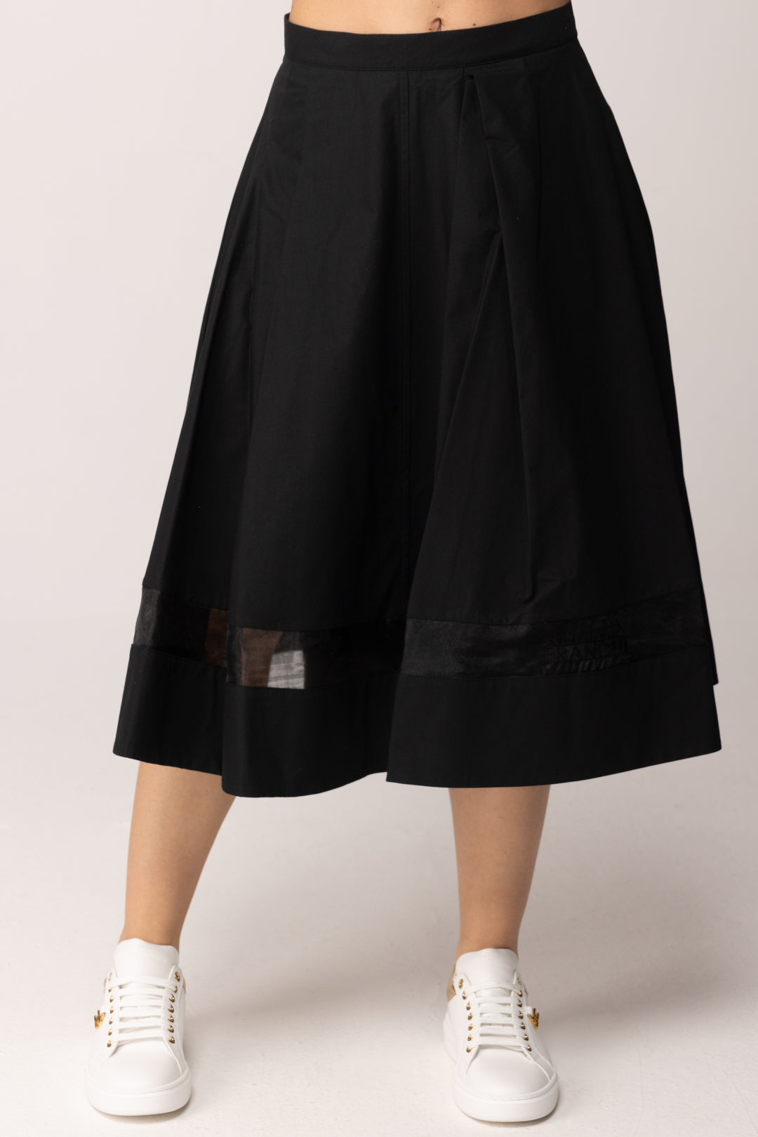 Elisabetta Franchi Bambina Gonna Midi In Popeline con Inserto In Organza EFGO2160CA235.N000