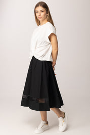 Elisabetta Franchi Bambina Gonna Midi In Popeline con Inserto In Organza EFGO2160CA235.N000