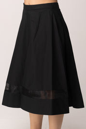 Elisabetta Franchi Bambina Gonna Midi In Popeline con Inserto In Organza EFGO2160CA235.N000