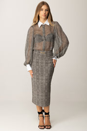 Elisabetta Franchi Gonna Midi In Viscosa Stampa Pitone GO14157E2 NERO