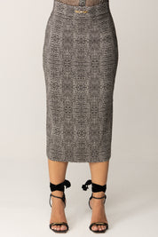 Elisabetta Franchi Gonna Midi In Viscosa Stampa Pitone GO14157E2 NERO