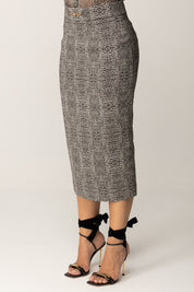 Elisabetta Franchi Gonna Midi In Viscosa Stampa Pitone GO14157E2 NERO