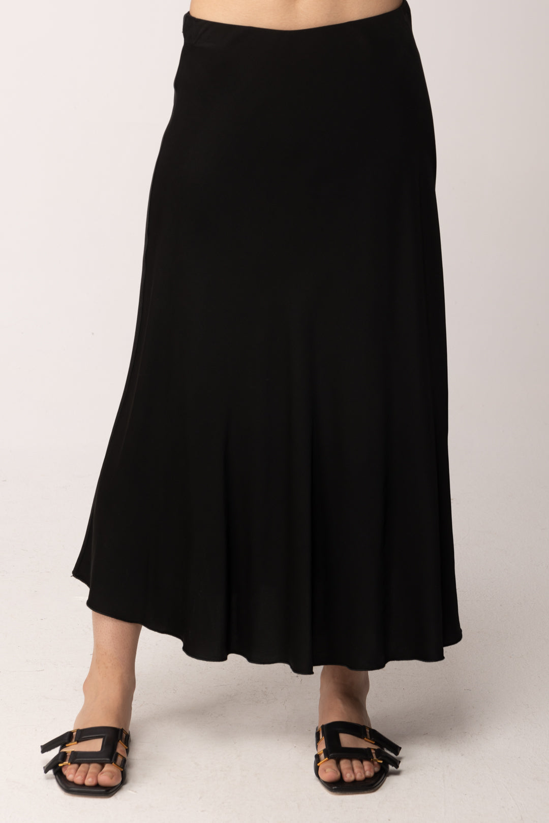 Khloe Femme Gonna Midi Satinata CBGO0454 NERO